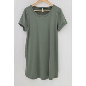 MTS Women's Green T-Shirt Dress Short Sleeve Size L Stretch Comfort Simple
